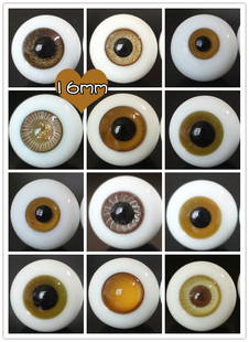 BJD娃娃16mm眼珠棕黑浅灰深灰欧风复古1/3分巨婴复古风棕色仿真眼