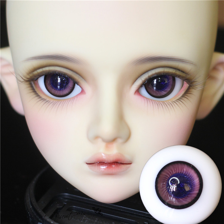 BJD娃娃眼睛1416mm蓝紫玻璃眼珠紫红渐变花纹精品星沙金沙地瓜眼