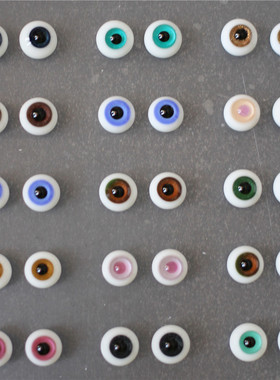 BJD娃娃10mm玻璃眼珠1/8分12分娃美洁猪粉蓝色黄绿色黑瞳日常眼睛