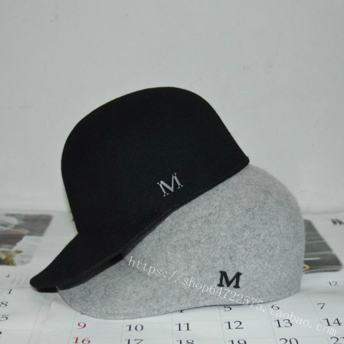 新款直销欧美M标牌羊毛呢潮帽子男女士英伦鸭舌帽骑士马术帽包邮