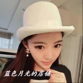 新款 促销 纯羊毛礼帽街舞帽绅士爵士帽男女士英伦圆顶潮人白色帽子