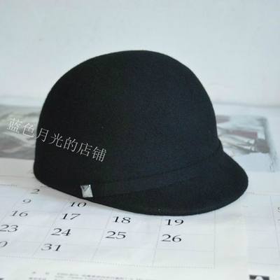 2024年新款羊毛礼帽骑士马术时尚韩版明星同款圆顶毛呢女帽子黑色