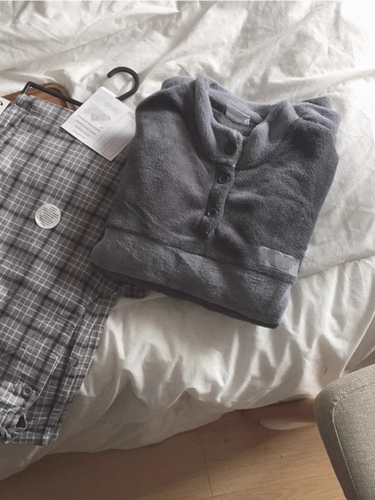 欧美风宽松软糯珊瑚绒家居服上衣