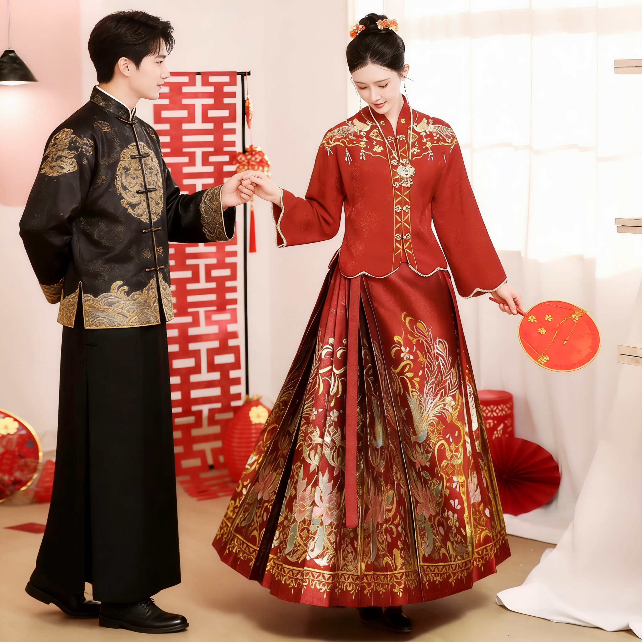 原创仟禧新娘敬酒服大码中式胖mm马面裙订婚礼服加绒斗篷拜年汉服,女装/女士精品,汉服套装,淘宝优惠券,粉丝福利购,淘宝优惠卷