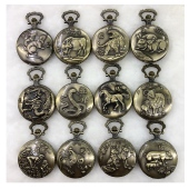 白面数字简约翻盖怀旧纪念手表 大号十二12生肖马羊复古怀表 包邮