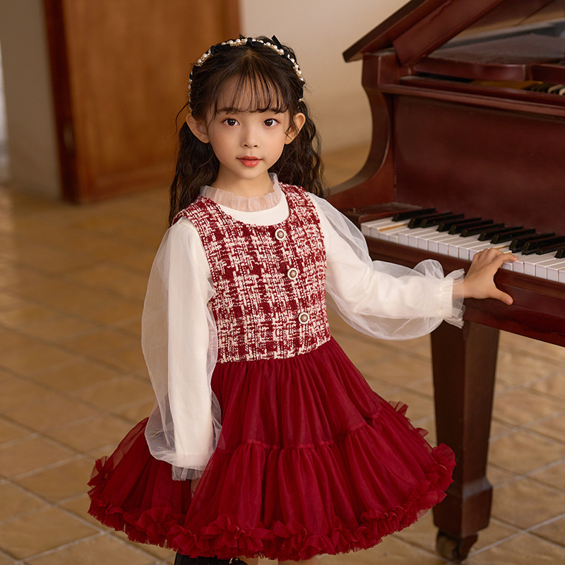 毛呢连衣裙生日礼服公主风