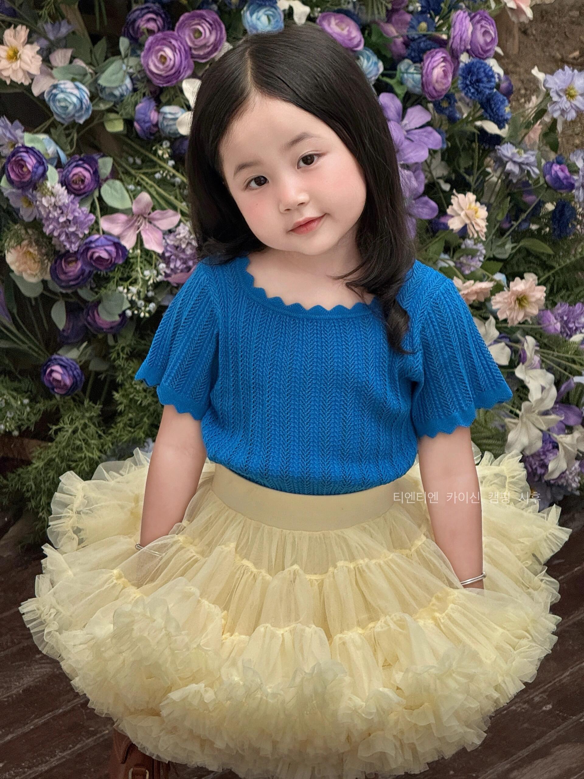 配凸凸上衣洋气短袖女童针织薄款生日蓬蓬纱短裙蛋糕裙tutu半身裙