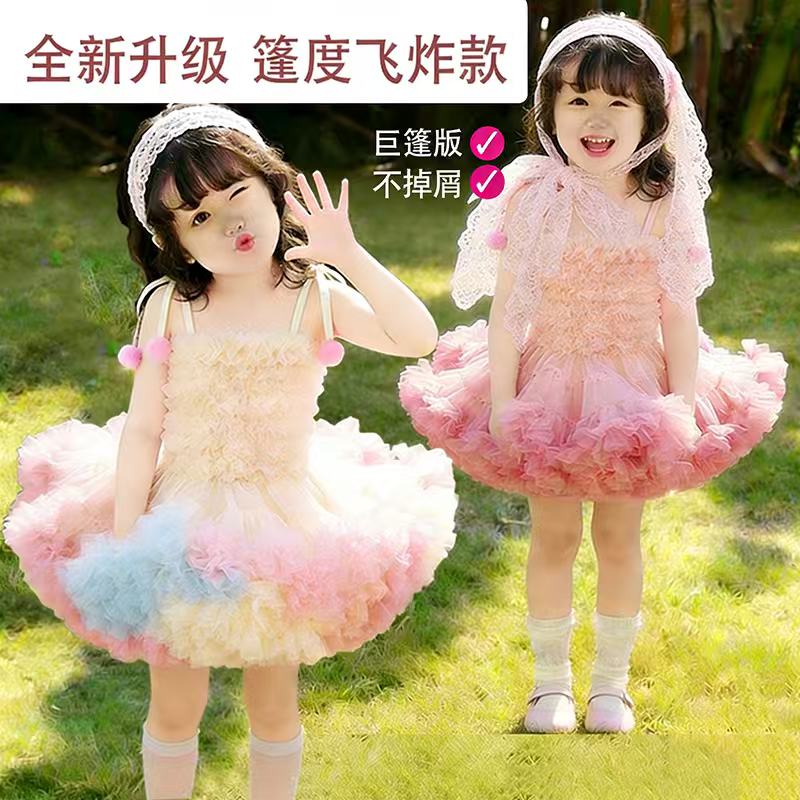 tutu连衣裙女宝宝生日公主洛丽塔蓬蓬纱蛋糕裙婴幼儿周岁兔兔裙夏