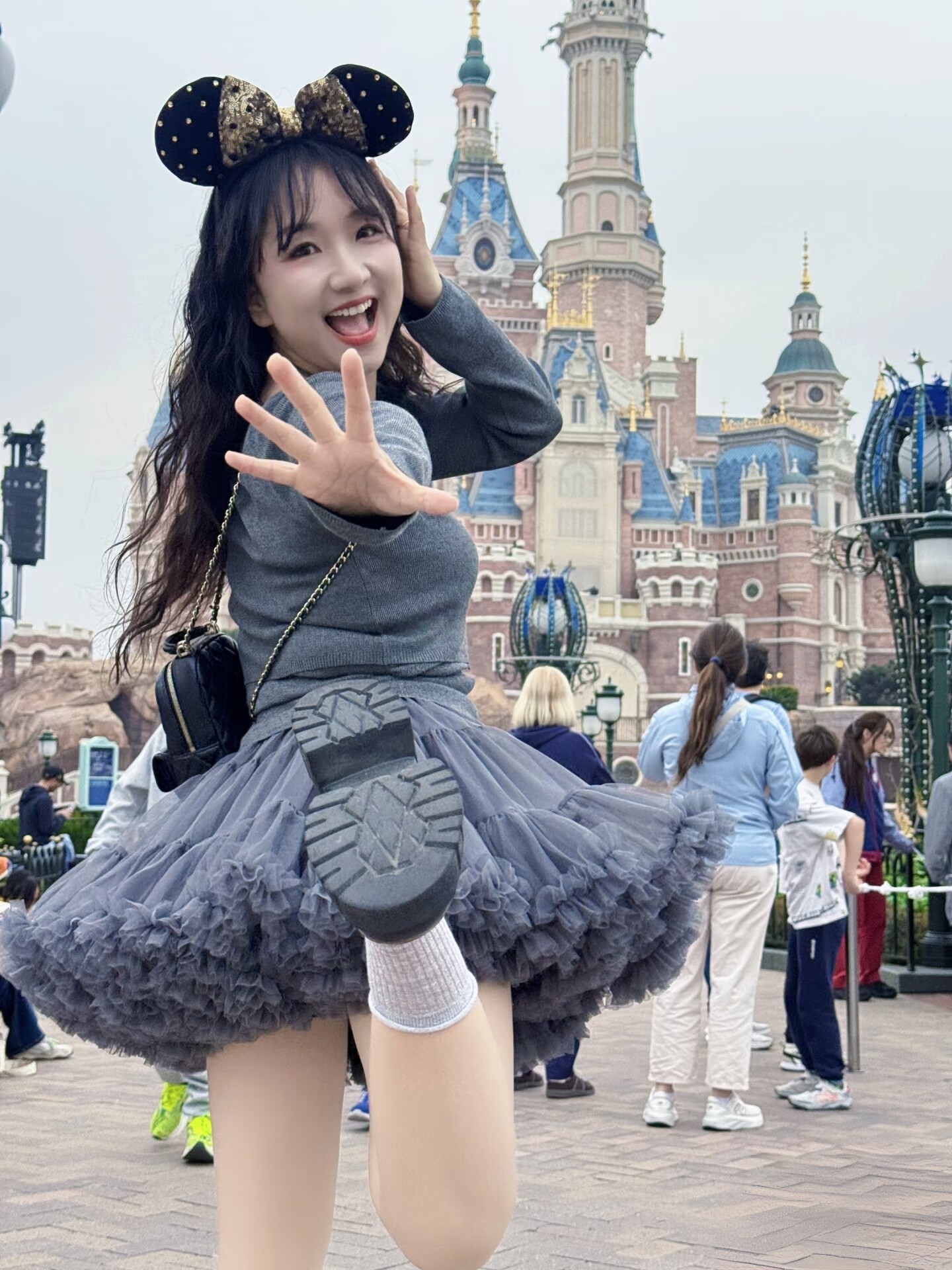 灰色tutu裙成人蓬蓬纱蛋糕裙大人生日公主裙迪斯尼米奇装扮cos女