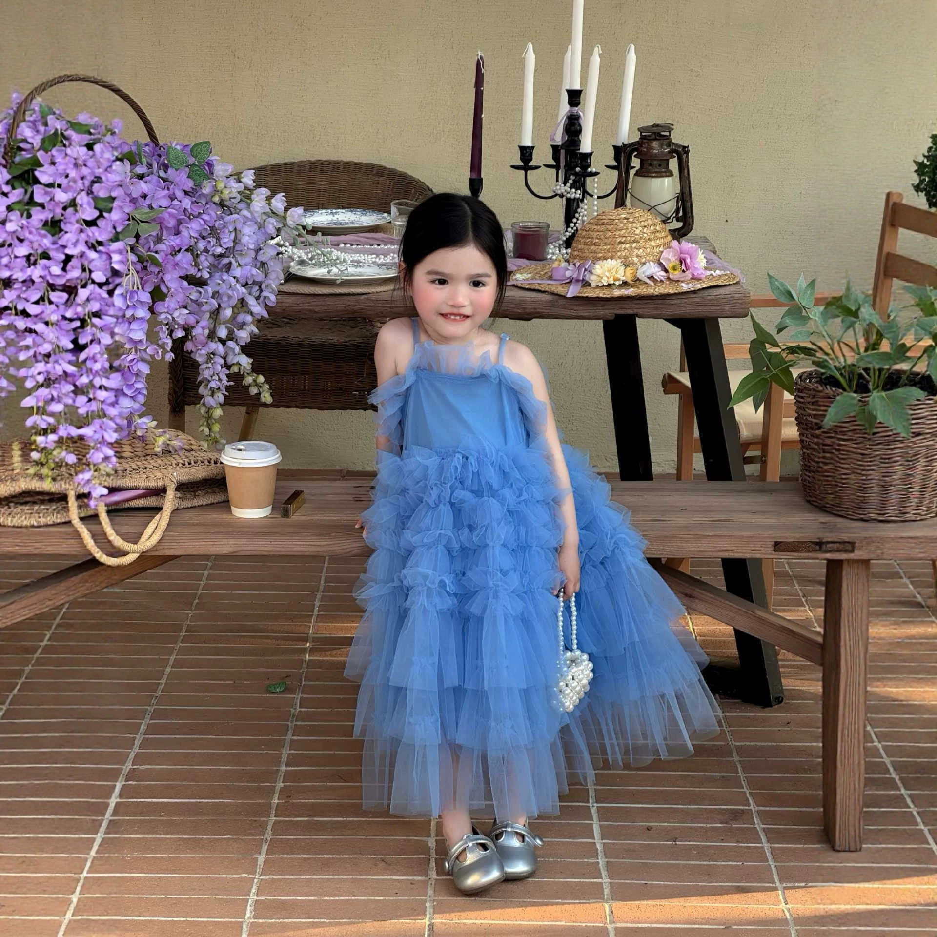 2026夏季新款 韩版童装 女童礼服网纱吊带裙生日公主裙网纱蛋糕裙