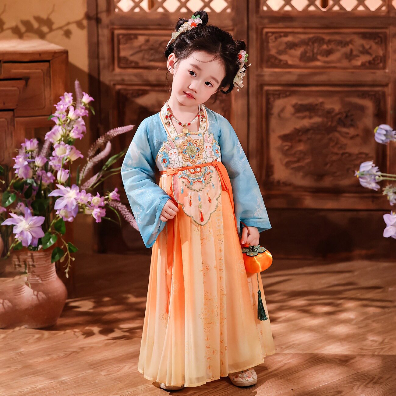 汉服女童2026新款连衣裙六一唐装古装裙子小女孩服饰中秋节演出