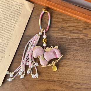 新中式古风发饰2025新款手工宋锦马上有钱包包挂件