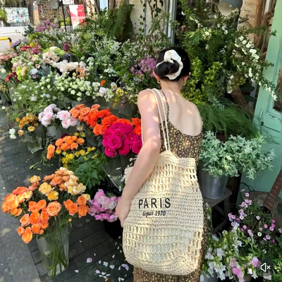 手工钩织大号草编包