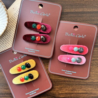 韩系糖果色丝绒布艺发夹甜美可爱侧边刘海夹发饰边夹