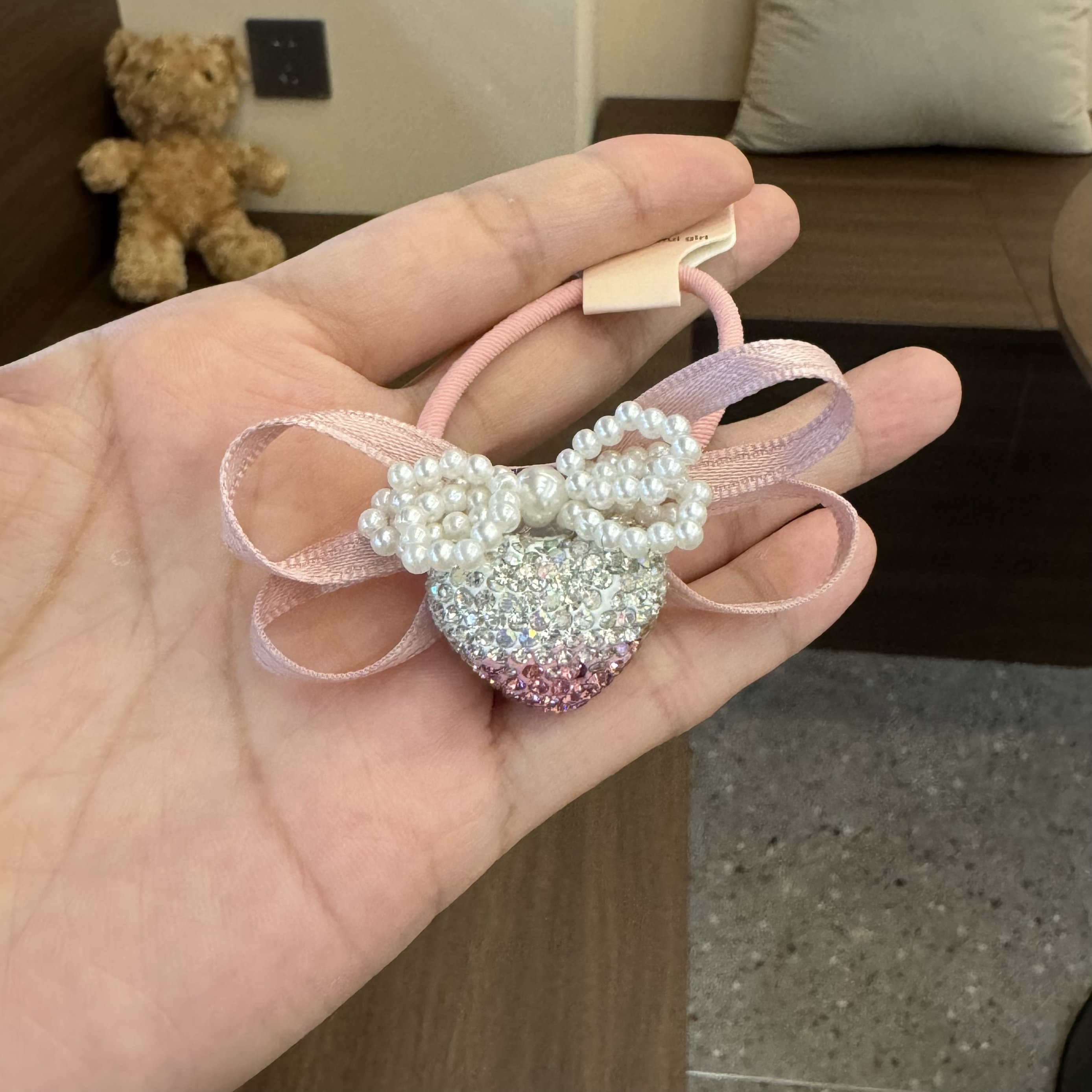 HN945甜美珍珠蝴蝶结爱心发饰清新少女发绳