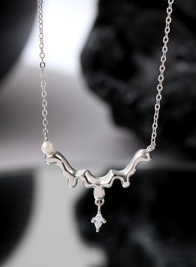 原创冰融项链女925纯银韩版时尚ins冷淡风级感锁骨链百搭气质项饰