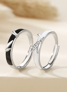 原创新款竹节情侣戒指森系文艺风925纯银对戒小众设计情人节礼物