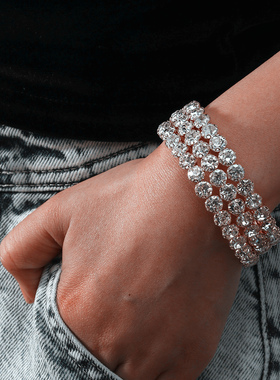 锆石串珠水钻螺旋手镯时尚饰品