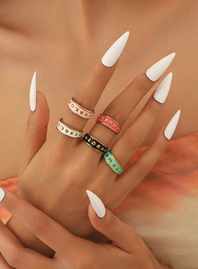 18k金珐琅彩戒指开口设计食指戒