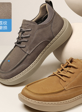 专柜正品百丽2025冬新款男鞋高帮休闲工装鞋牛皮板鞋加绒8WK01DD5