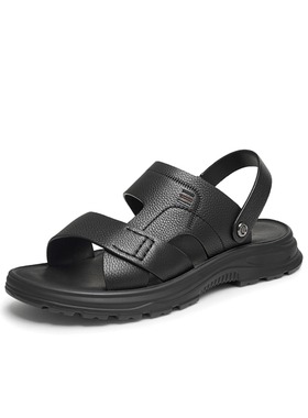 专柜正品拔佳2024夏款男凉鞋牛皮透气休闲运动厚底沙滩鞋46611BL4