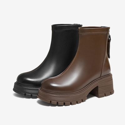 BASTO/百思图女靴时装靴粗跟短靴