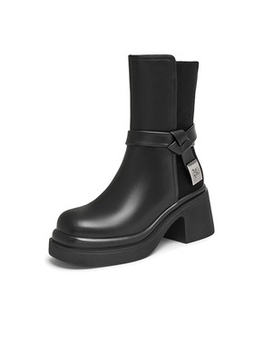 专柜正品他她2024冬款女靴粗跟时装短靴英伦显瘦切尔西靴CER01DZ4