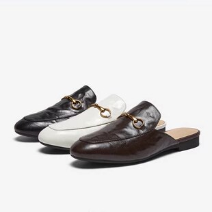 专柜正品百思图2026夏新款女鞋乐福穆勒拖外穿包头半拖鞋C1758BH6