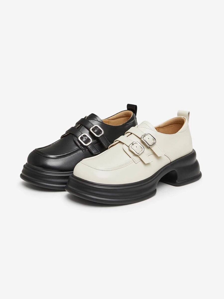 专柜正品百思图2024春新款女鞋英伦牛津鞋厚底增高乐福鞋wa271am4