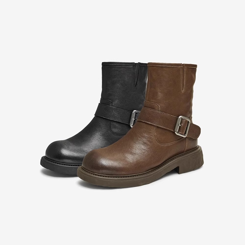 TATA他她休闲时装靴粗跟加绒短靴