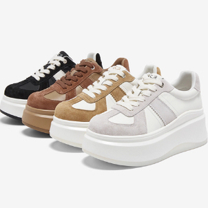 专柜正品百思图2026春新款女鞋厚底板鞋德训鞋运动休闲鞋V0016AM6