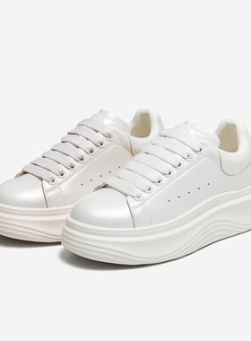 专柜正品他她2025秋款女鞋运动时尚休闲鞋厚底板鞋白色鞋CWM01CM5