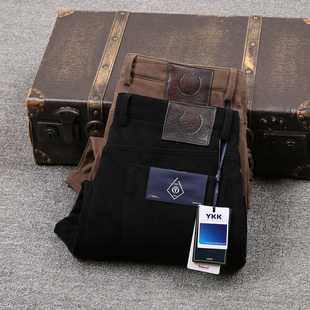 高端灯芯绒男裤秋冬季加薄绒厚直筒修身平绒免烫抗皱长裤休闲裤男