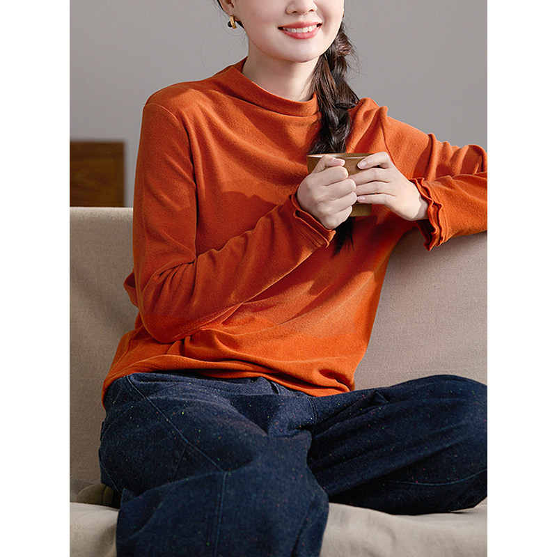 谷家 云朵亲肤半高领垂感长袖T恤  松驰百搭绒感保暖打底衫可外穿,女装/女士精品,T恤,淘宝优惠券,粉丝福利购,淘宝优惠卷