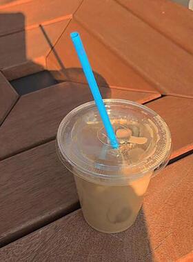 韩式INS风蓝色一次性食品级长吸管咖啡奶茶冷热饮吸管19CM尖头