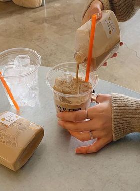 北欧韩国人气咖啡厅常用橙色一次性吸管食品级塑料咖啡奶茶冷热饮