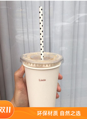 韩风INS黑色波点环保加厚牛皮纸吸管咖啡奶茶冷热饮料一次性吸管
