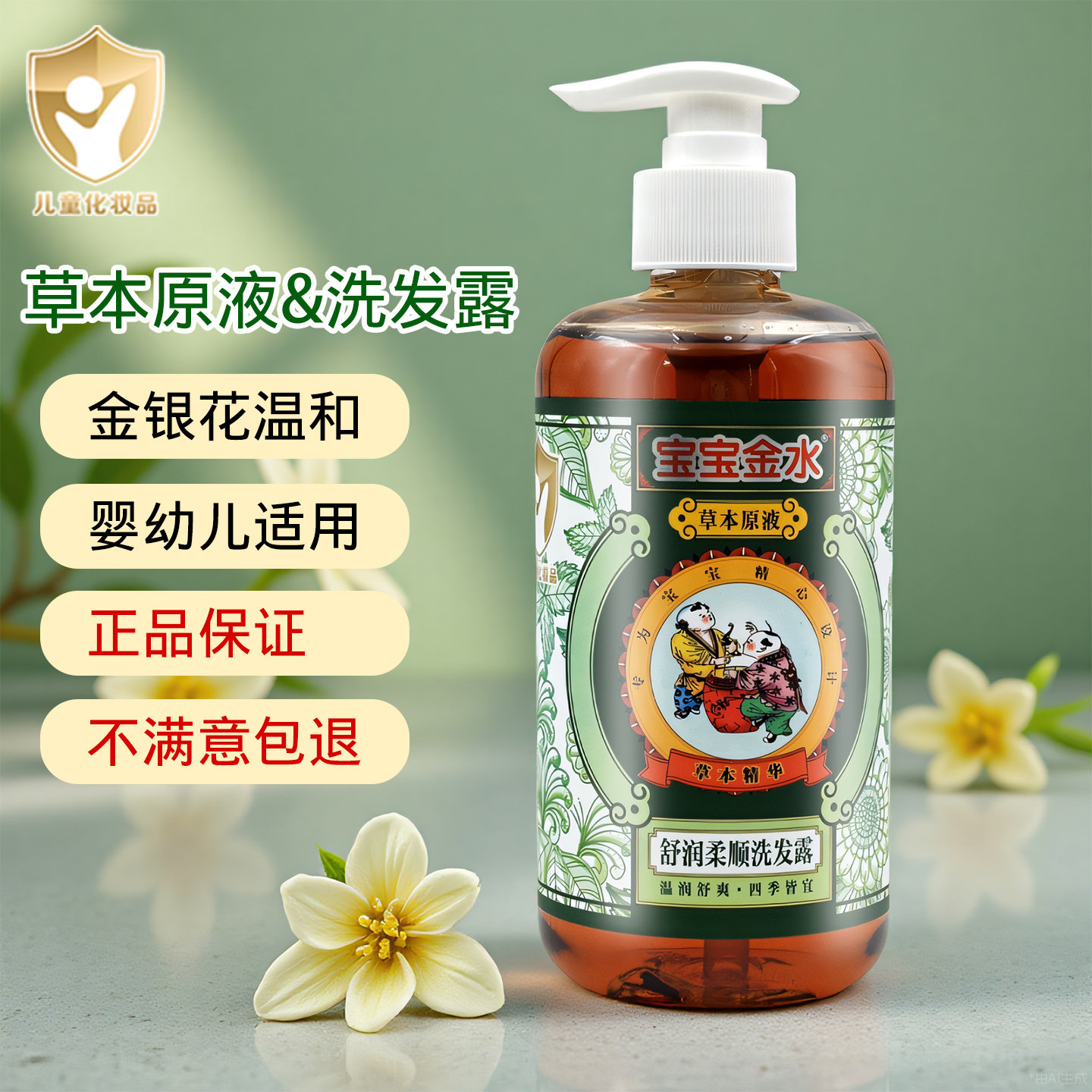 宝宝金水舒润柔顺洗发露草本原液