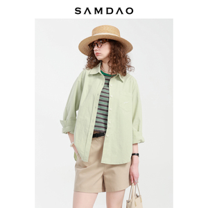 SAMDAO 显白绝绝子 果绿色 版型很好宽松纯棉长袖衬衫女秋冬