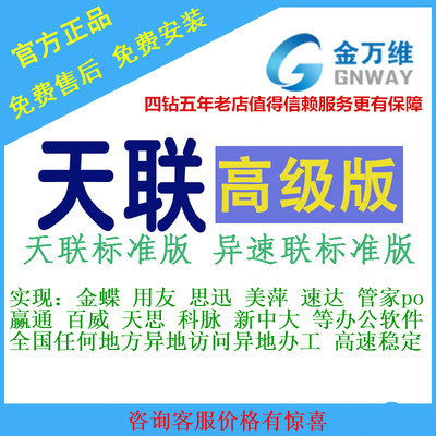 金万维天联高级版标准版用友金蝶软件远程连接访问异速联安装调试图片