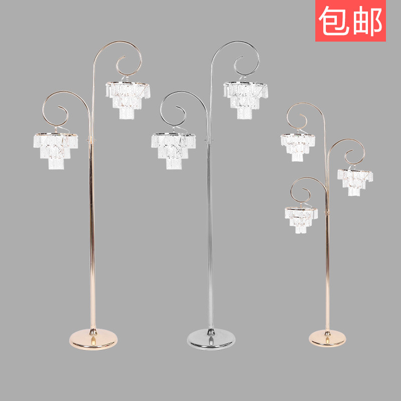 新款婚礼堂欧式铁艺路引水晶吊灯婚庆道具灯冰晶条路引花布置装饰