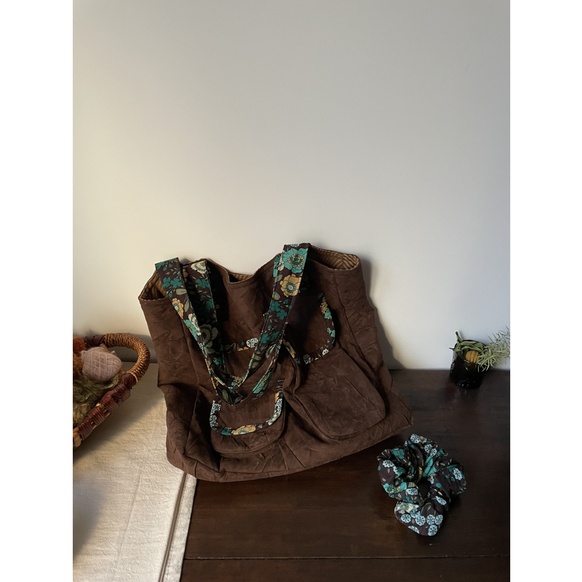 OneBlueNook褶皱复古单肩包