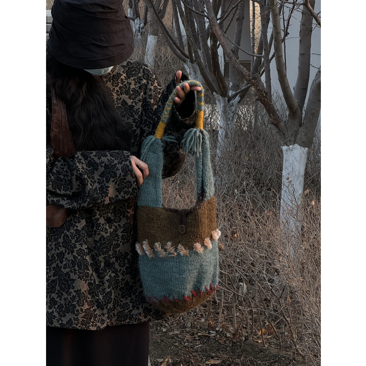 OneBlueNook复古手工毛线包