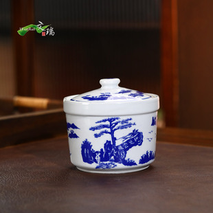 景德镇陶瓷青花炖盅带盖汤煲大号猪油缸小号家用瓦罐煨汤酒店罐子