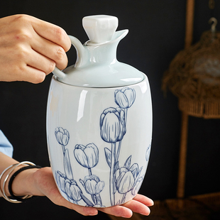 陶瓷温酒壶一斤暖酒器家用烫酒壶中式 白酒黄酒热酒器 大号酒具套装