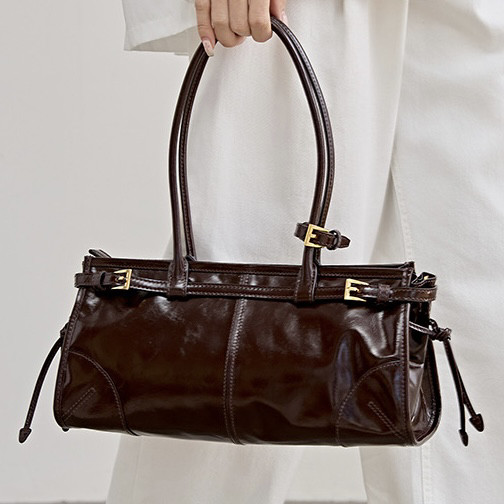 欧美时尚真皮女包复古机能感油蜡牛皮单肩腋下手提斜挎包女高品质