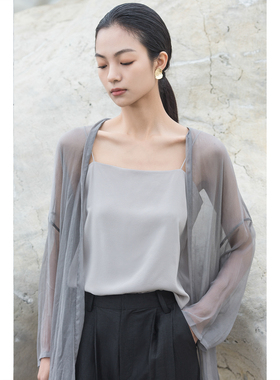 清冷系背心吊带YuanYin复古ins灰色chic外穿简约文艺ins法式真丝