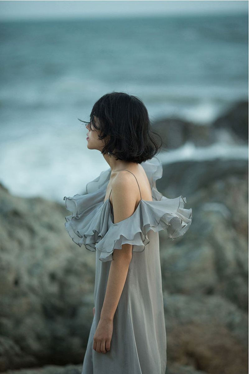 真丝名媛真丝纯色气质仙女