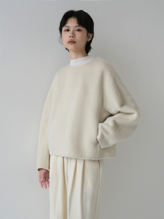 原隐随意轻松之态太舒服卫衣保暖不减极简羊毛毛双面呢白外套上衣