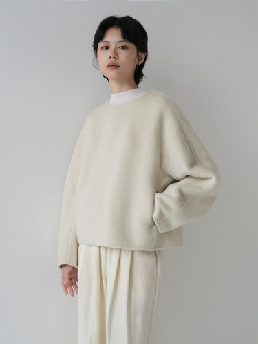 原隐厚宽松毛呢简约拉链上衣